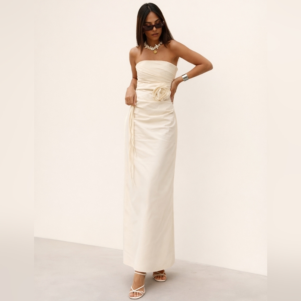 Shona Joy Lani Strapless Draped Maxi Dress In Color Rice Size 6 New